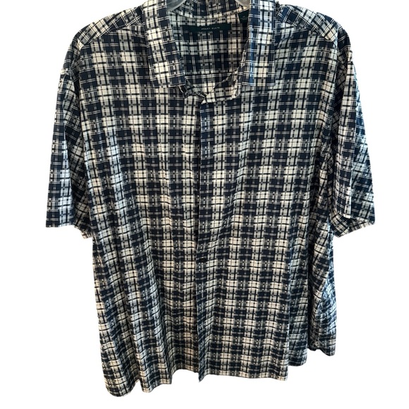 Perry Ellis Other - Men's Navy and White Plaid Shirt